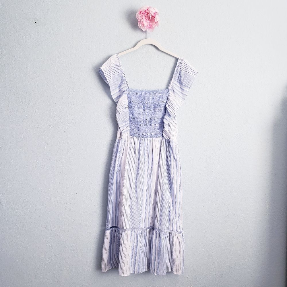 Anthropologie Blue and White Striped Dress